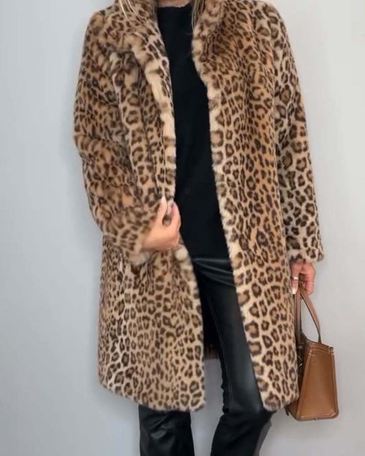 Maïva | Manteau long doux à motif léopard