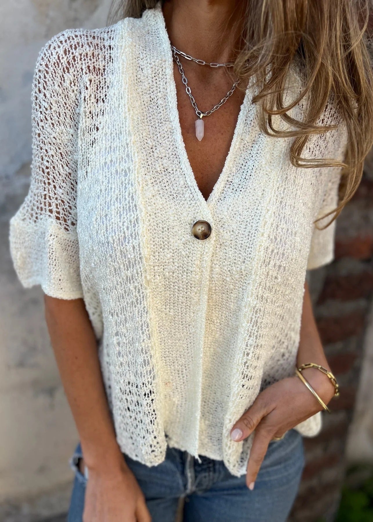 Almée | Cardigan texturé à mailles délicates