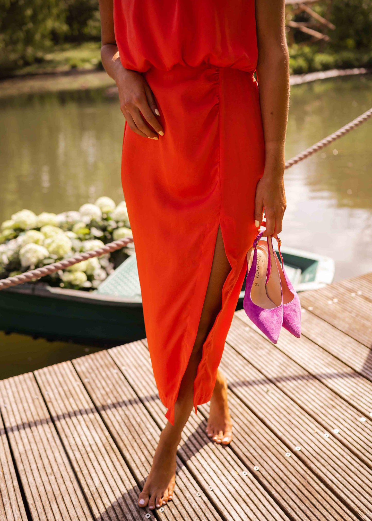 Soline | Robe midi d'été au charme élégant