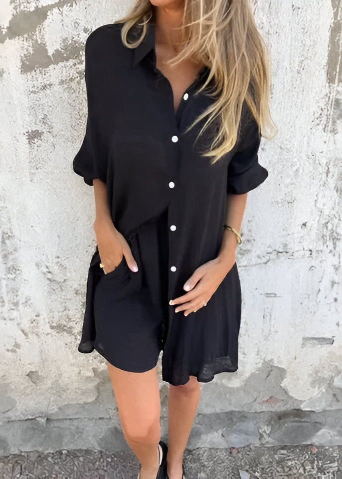 Zoé | Ensemble confortable blouse et short – Uni et élégant