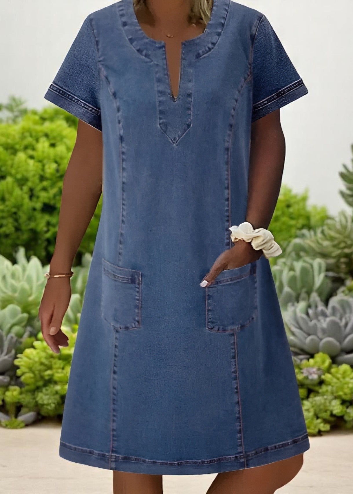 Julia | Robe en denim doux et décontracté avec poches avant