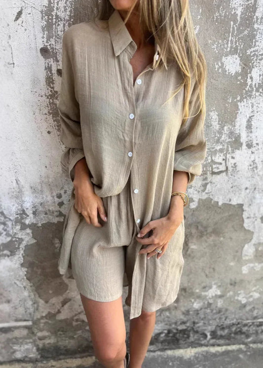 Zoé | Ensemble confortable blouse et short – Uni et élégant