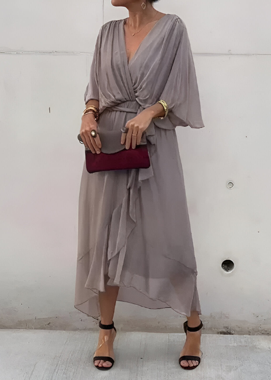 Melissa | Robe en chiffon à col en V