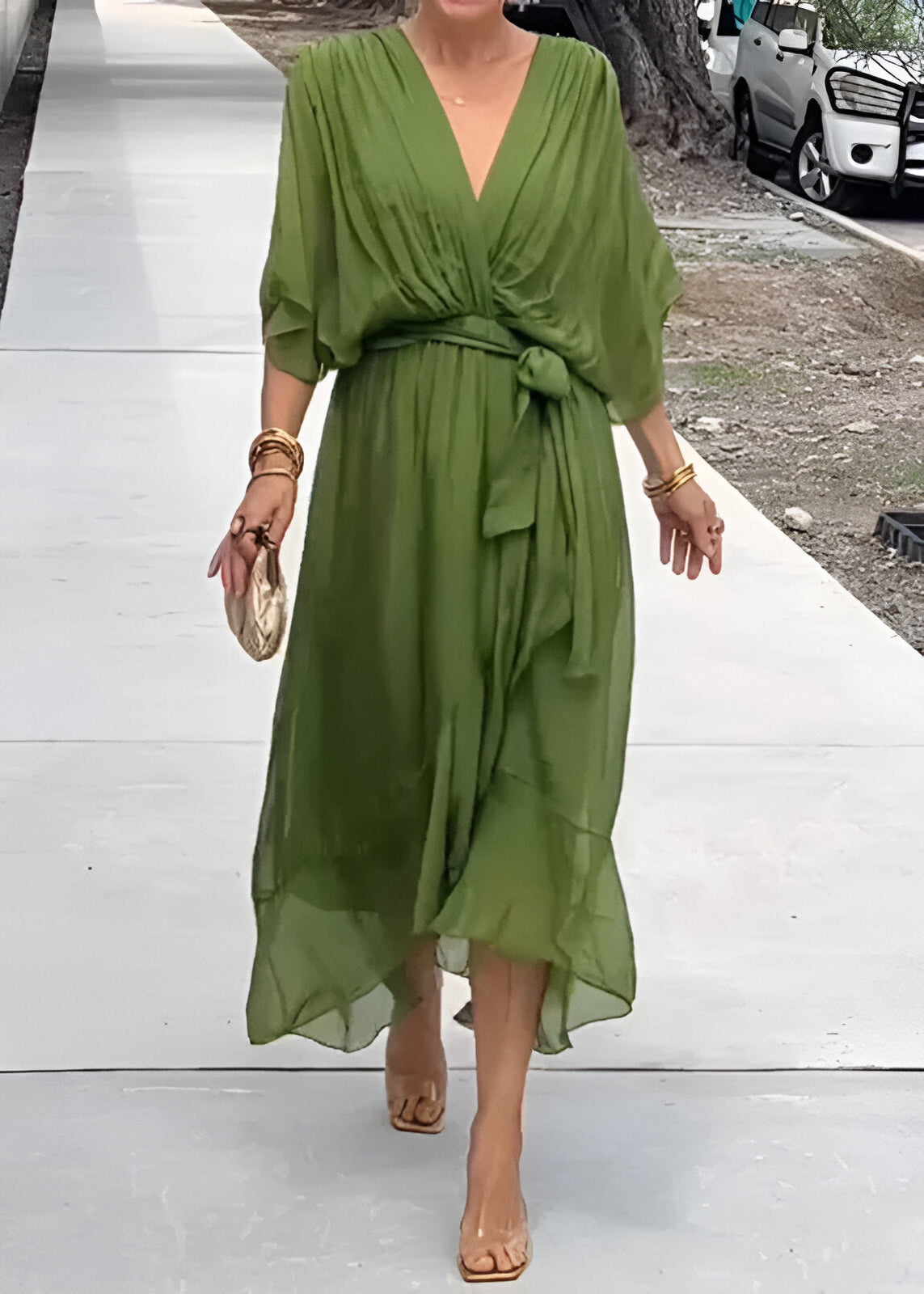 Melissa | Robe en chiffon à col en V