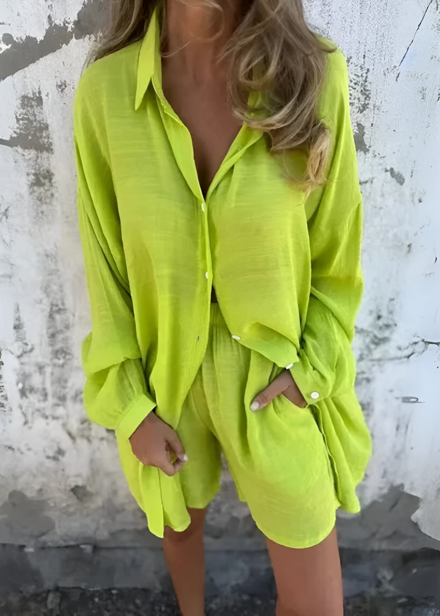 Zoé | Ensemble confortable blouse et short – Uni et élégant