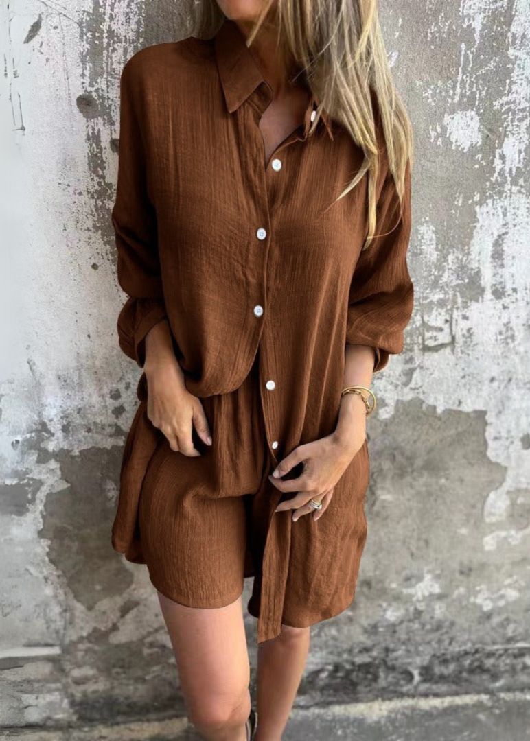 Zoé | Ensemble confortable blouse et short – Uni et élégant