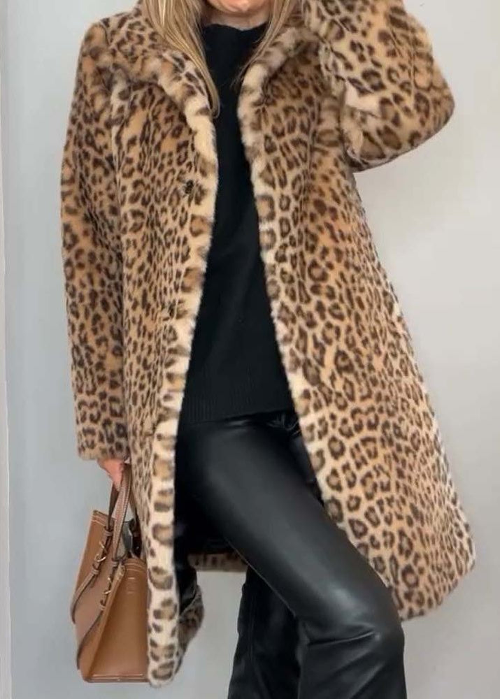 Maïva | Manteau long doux à motif léopard