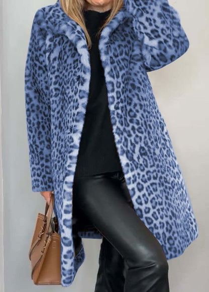 Maïva | Manteau long doux à motif léopard