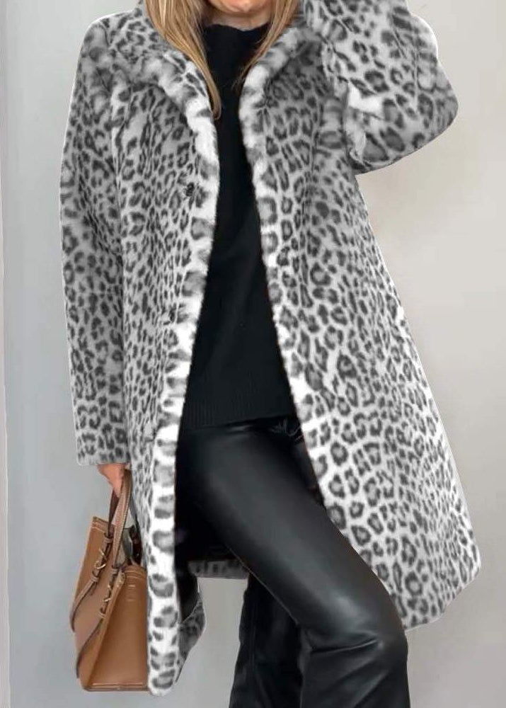 Maïva | Manteau long doux à motif léopard