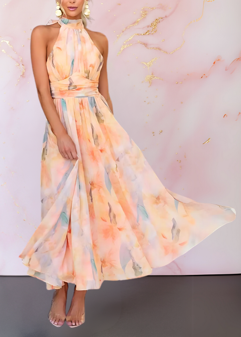 Nadine | Robe élégante et ajustée avec motif aquarelle