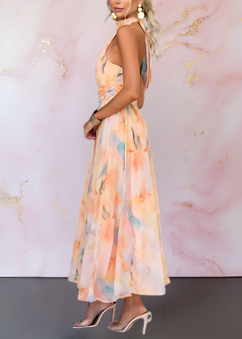 Nadine | Robe élégante et ajustée avec motif aquarelle