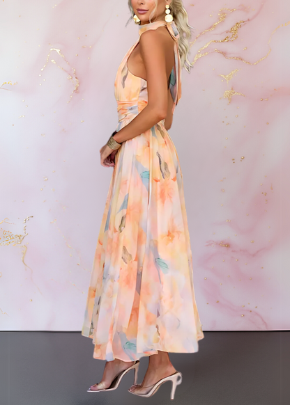 Nadine | Robe élégante et ajustée avec motif aquarelle