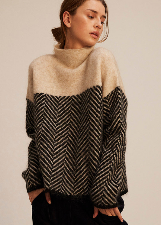 Mylène | Pull à col roulé naturel