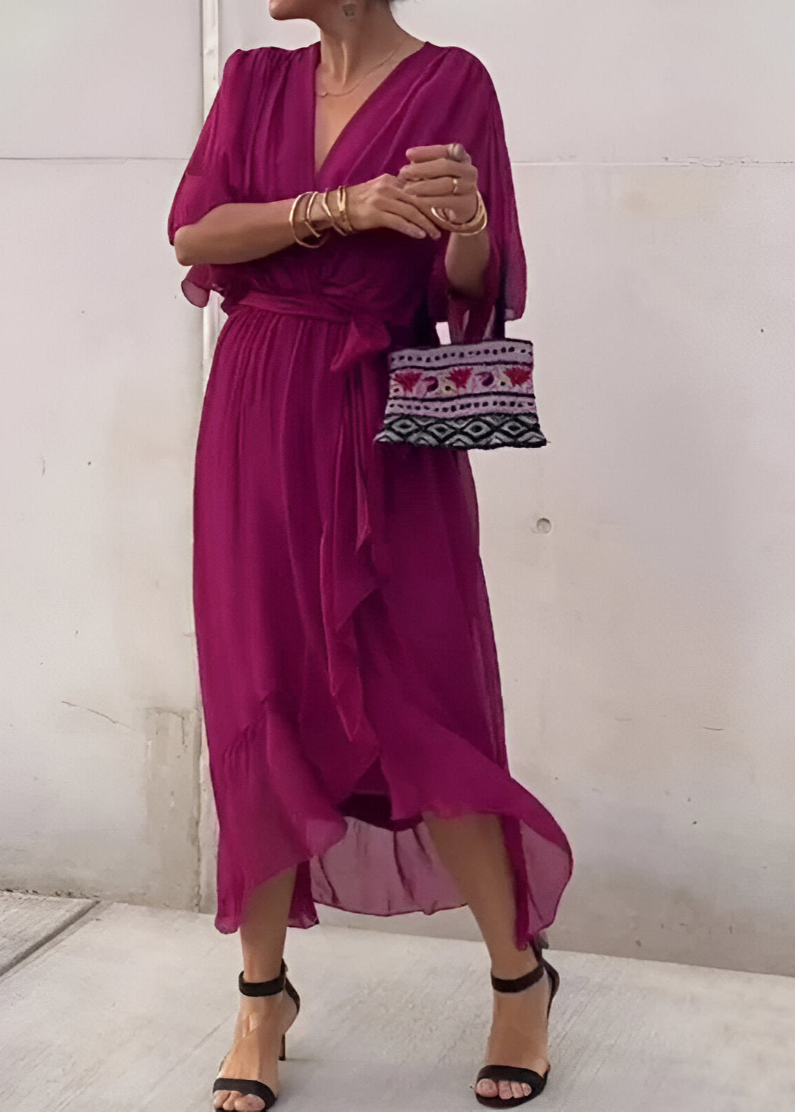 Melissa | Robe en chiffon à col en V