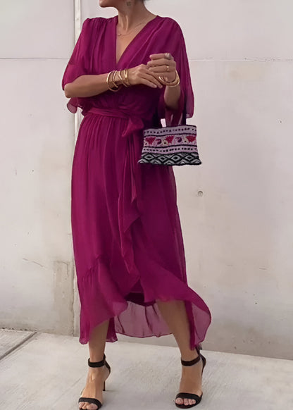 Melissa | Robe en chiffon à col en V