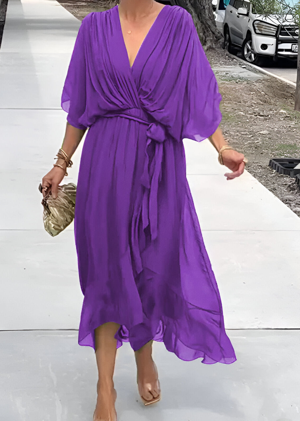 Melissa | Robe en chiffon à col en V