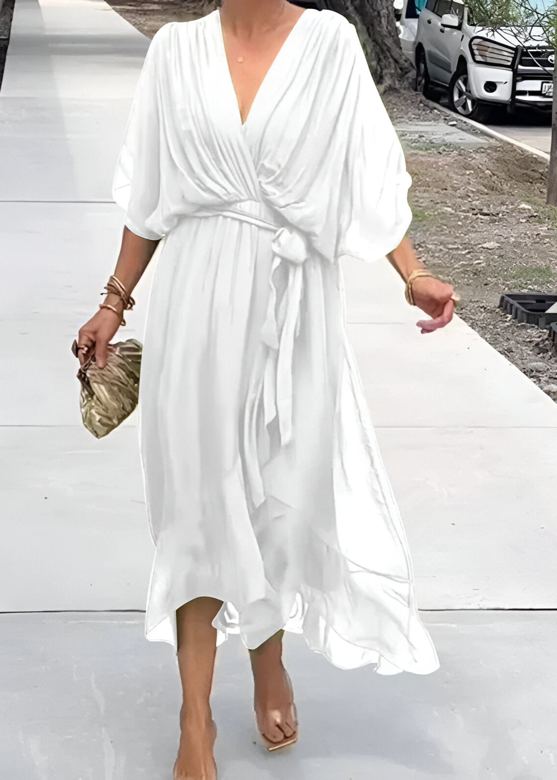 Melissa | Robe en chiffon à col en V