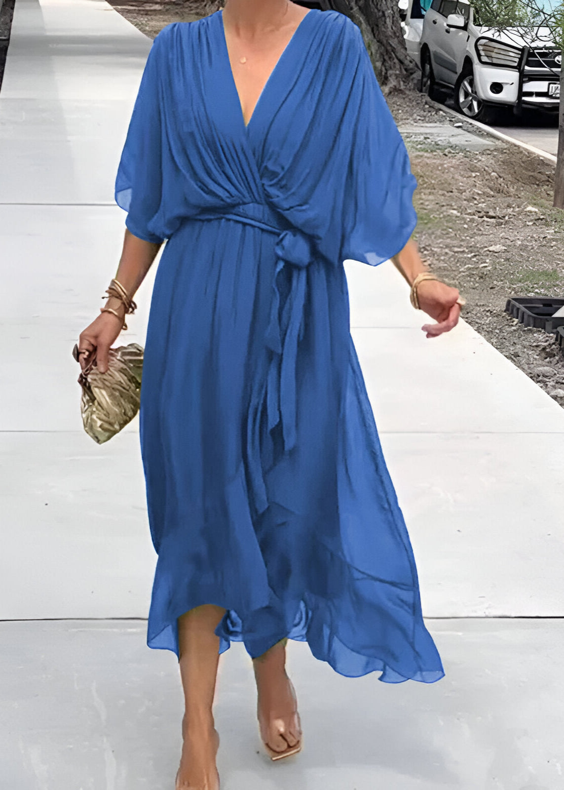 Melissa | Robe en chiffon à col en V