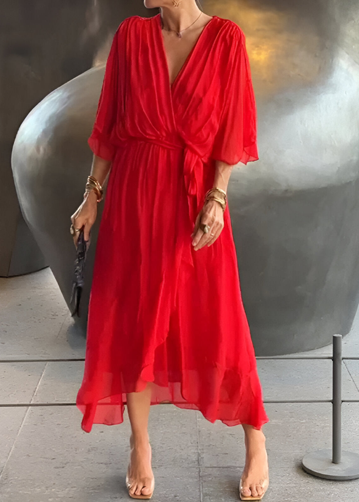 Melissa | Robe en chiffon à col en V