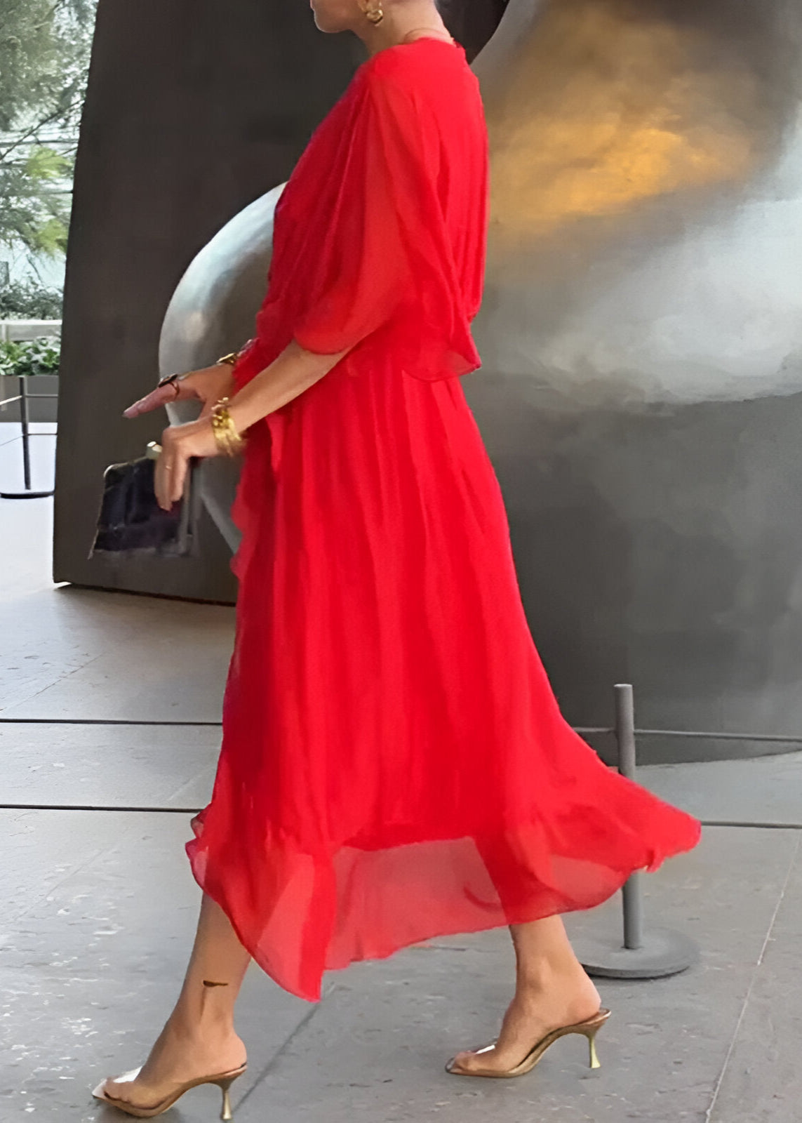 Melissa | Robe en chiffon à col en V